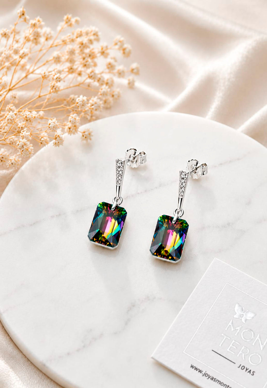 Aros Estefania Plata 925 Cristal Swarovski® Vitral Medium