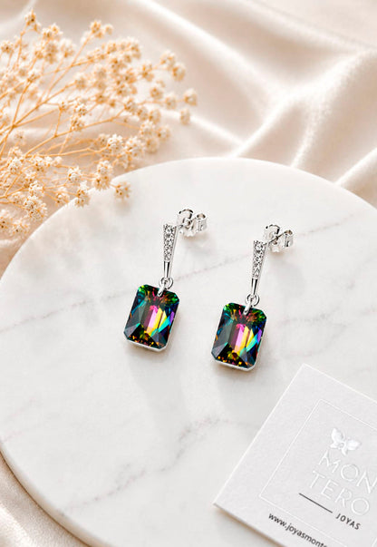 Aros Estefania Plata 925 Cristal Swarovski® Vitral Medium