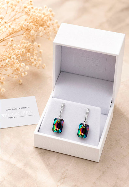 Aros Estefania Plata 925 Cristal Swarovski® Vitral Medium