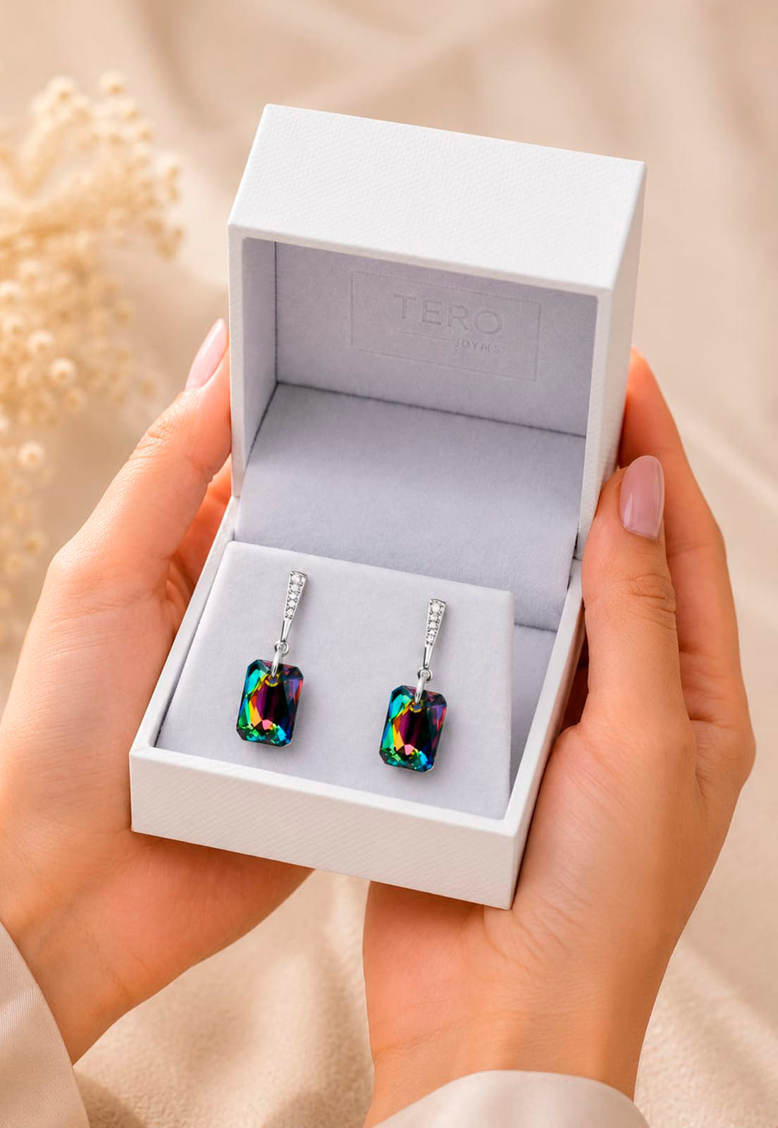 Aros Estefania Plata 925 Cristal Swarovski® Vitral Medium