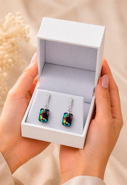 Aros Estefania Plata 925 Cristal Swarovski® Vitral Medium