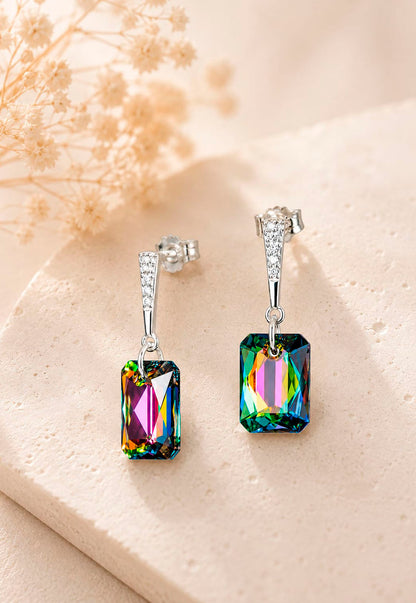 Aros Estefania Plata 925 Cristal Swarovski® Vitral Medium