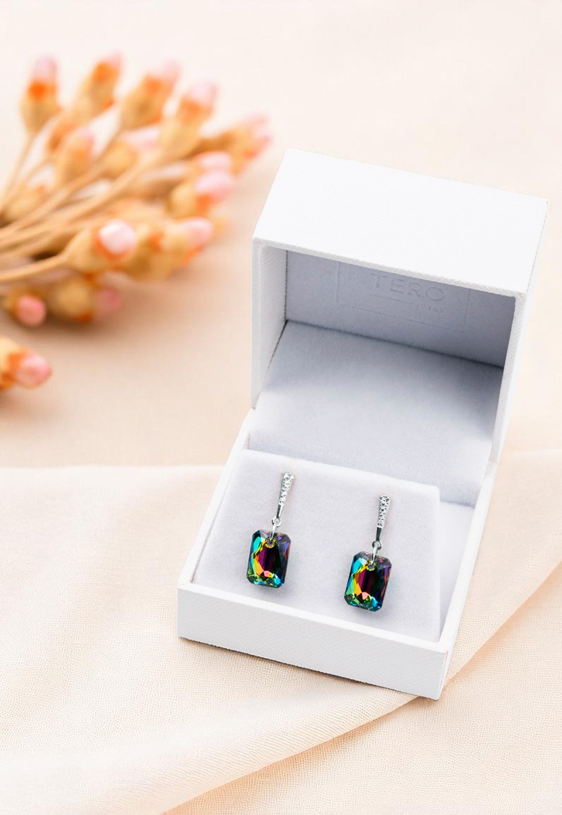 Aros Estefania Plata 925 Cristal Genuino Vitral Medium