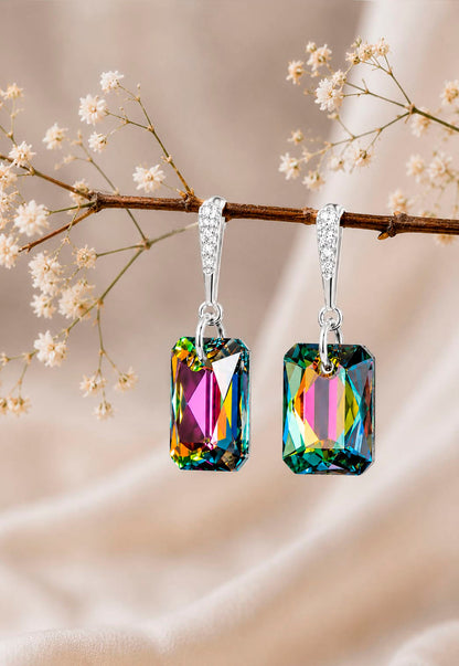 Aros Estefania Plata 925 Cristal Swarovski® Vitral Medium
