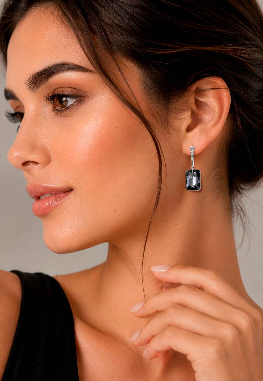 Aros Estefania Plata 925 Cristal Swarovski® Silver Night