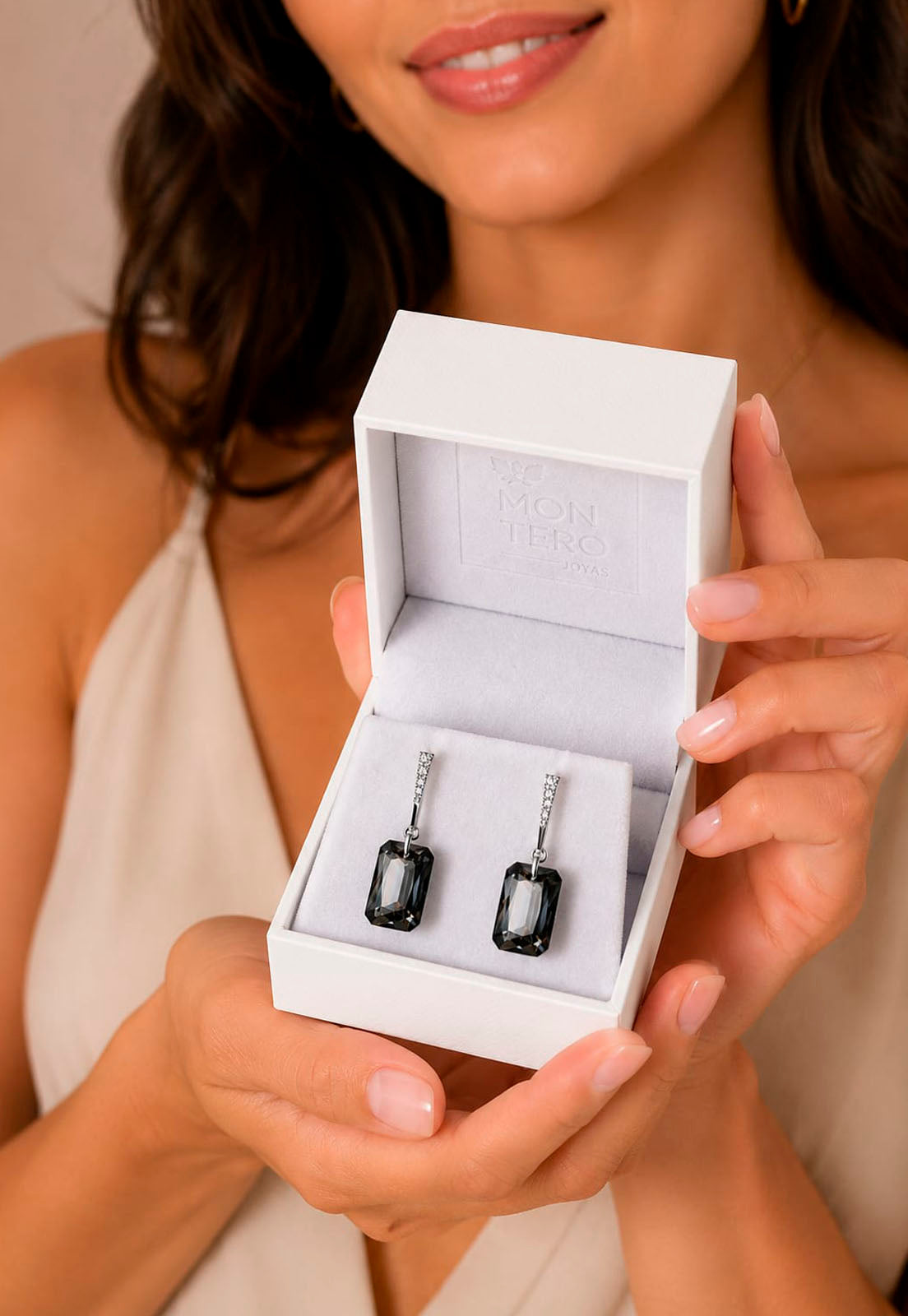 Aros Estefania Plata 925 Cristal Swarovski® Silver Night