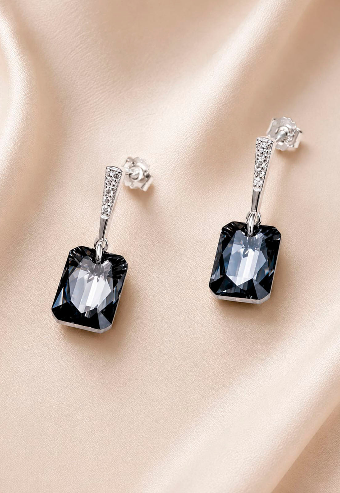 Aros Estefania Plata 925 Cristal Swarovski® Silver Night