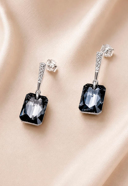 Aros Estefania Plata 925 Cristal Swarovski® Silver Night