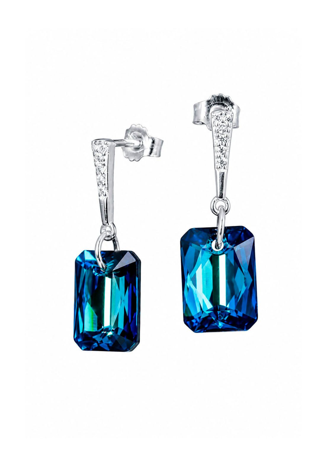 Aros Estefania Plata 925 Cristal Swarovski® Bermuda Blue