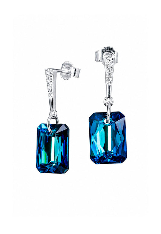 Aros Estefania Plata 925 Cristal Swarovski® Bermuda Blue