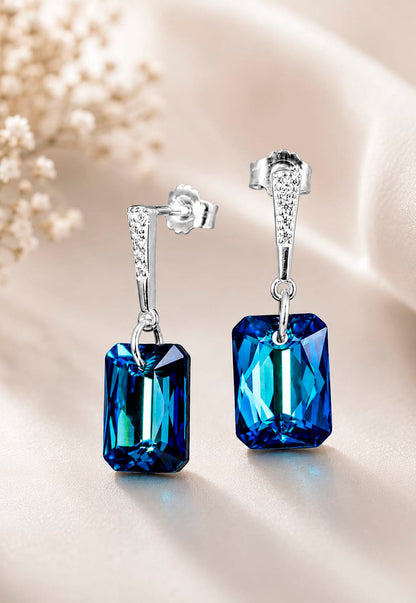 Aros Estefania Plata 925 Cristal Swarovski® Bermuda Blue