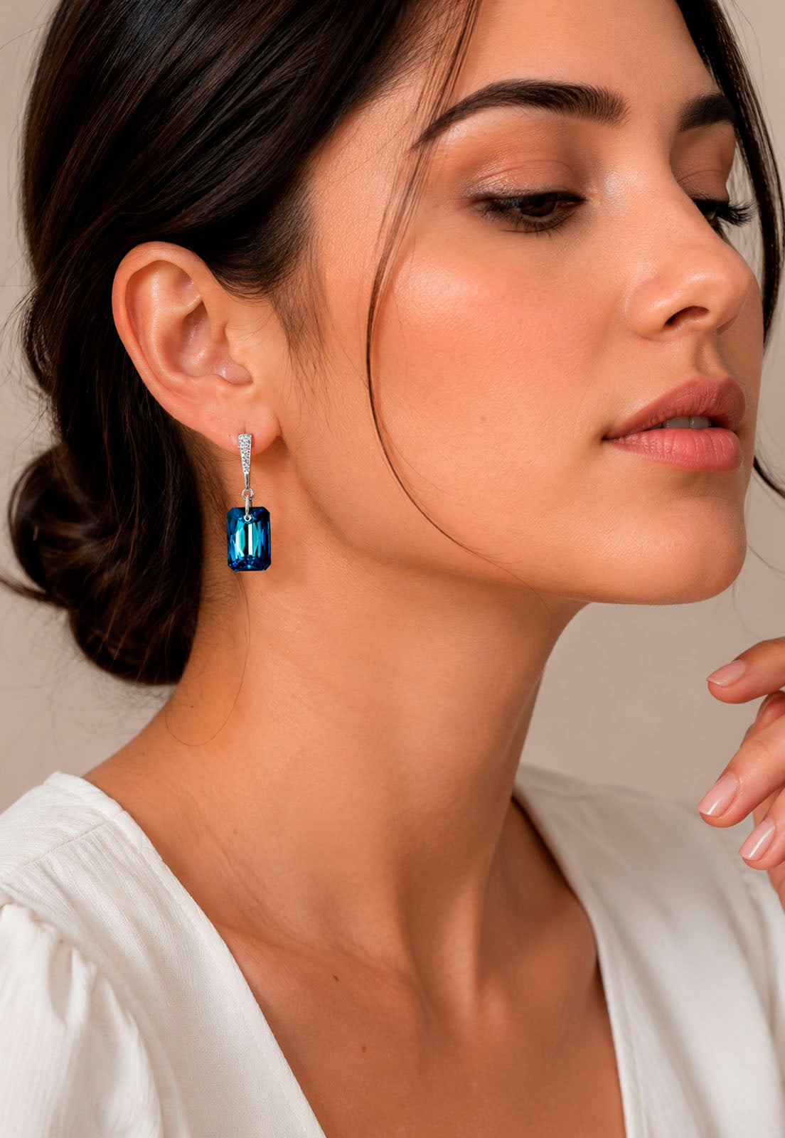 Aros Estefania Plata 925 Cristal Swarovski® Bermuda Blue