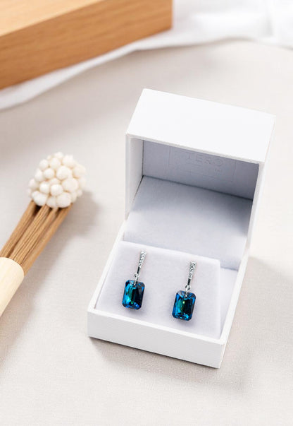 Aros Estefania Plata 925 Cristal Genuino Bermuda Blue