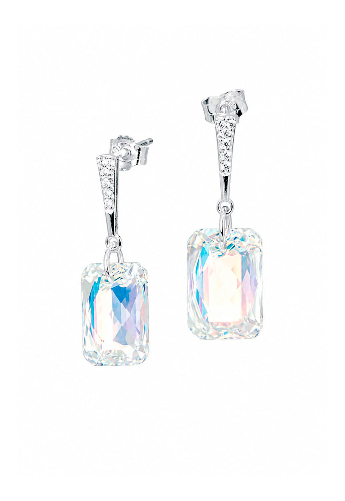 Aros Estefania Plata 925 Cristal Swarovski® Aurora Boreal