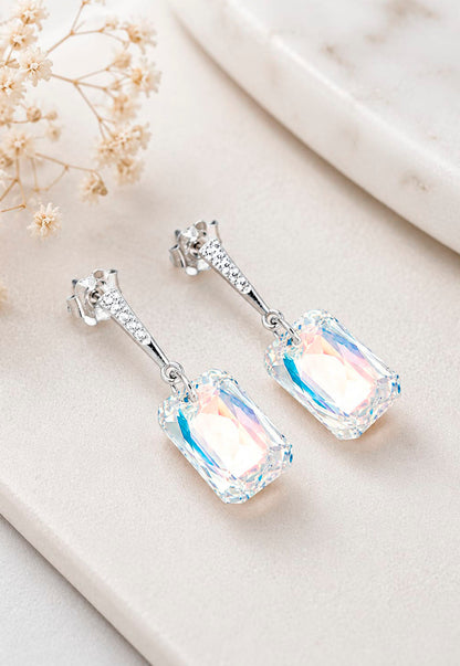 Aros Estefania Plata 925 Cristal Swarovski® Aurora Boreal