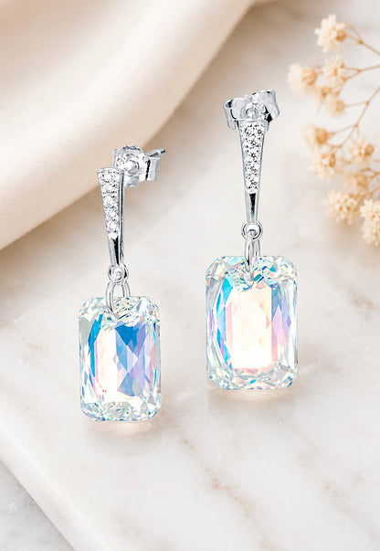 Aros Estefania Plata 925 Cristal Swarovski® Aurora Boreal