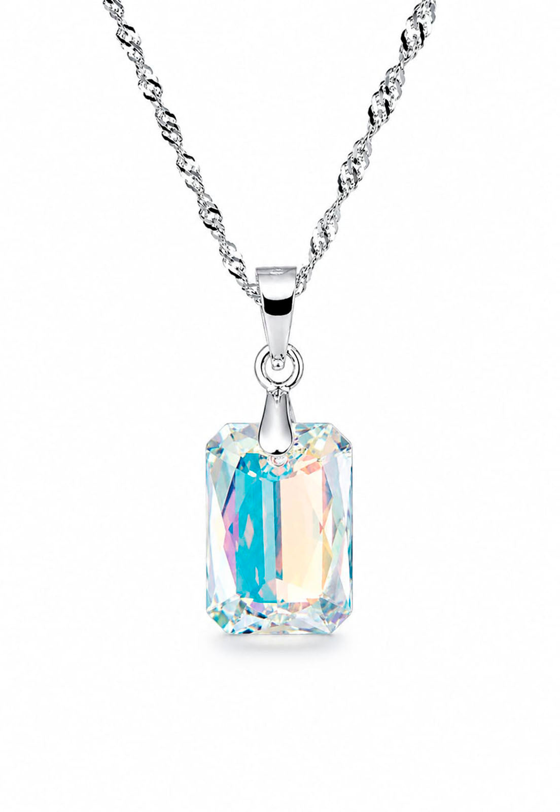 Collar Gran Estefanía Plata 925 Cristal Swarovski® Aurora Boreal