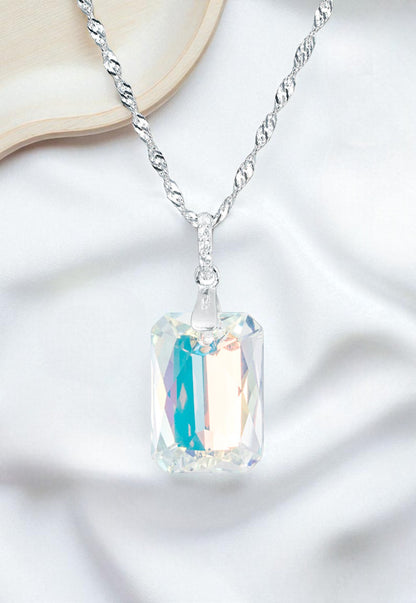 Collar Gran Estefanía Plata 925 Cristal Genuino Aurora Boreal