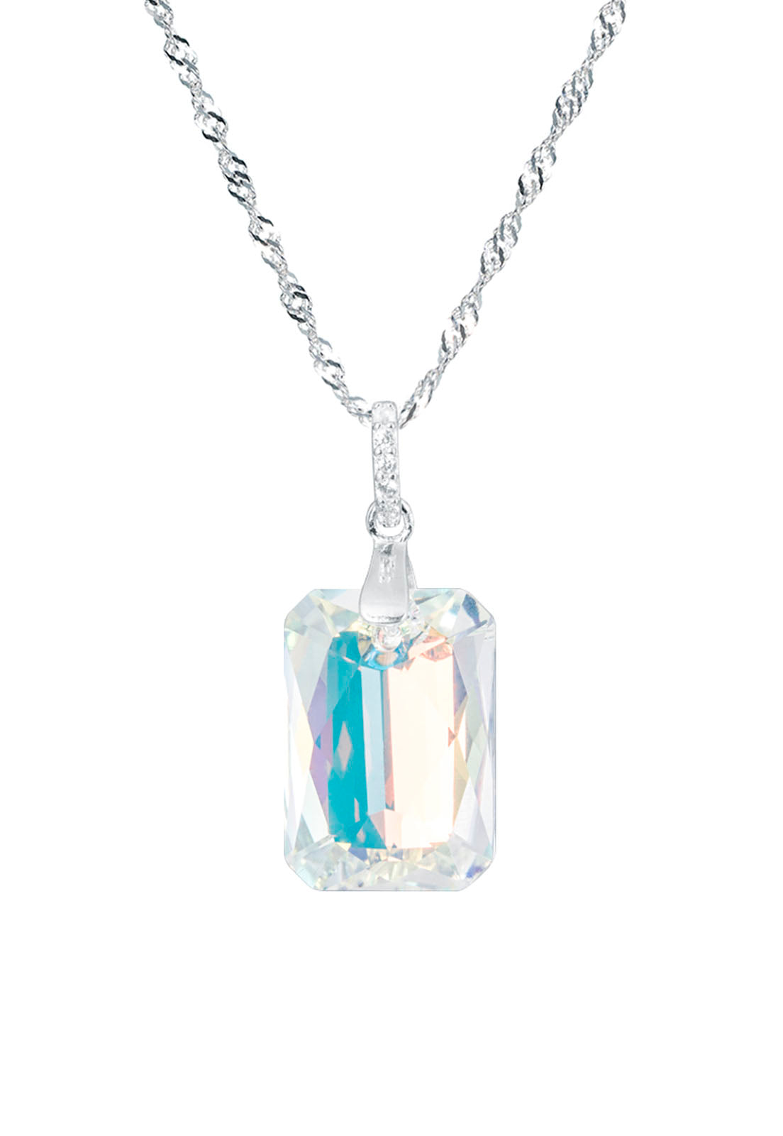 Collar Gran Estefanía Plata 925 Cristal Genuino Aurora Boreal