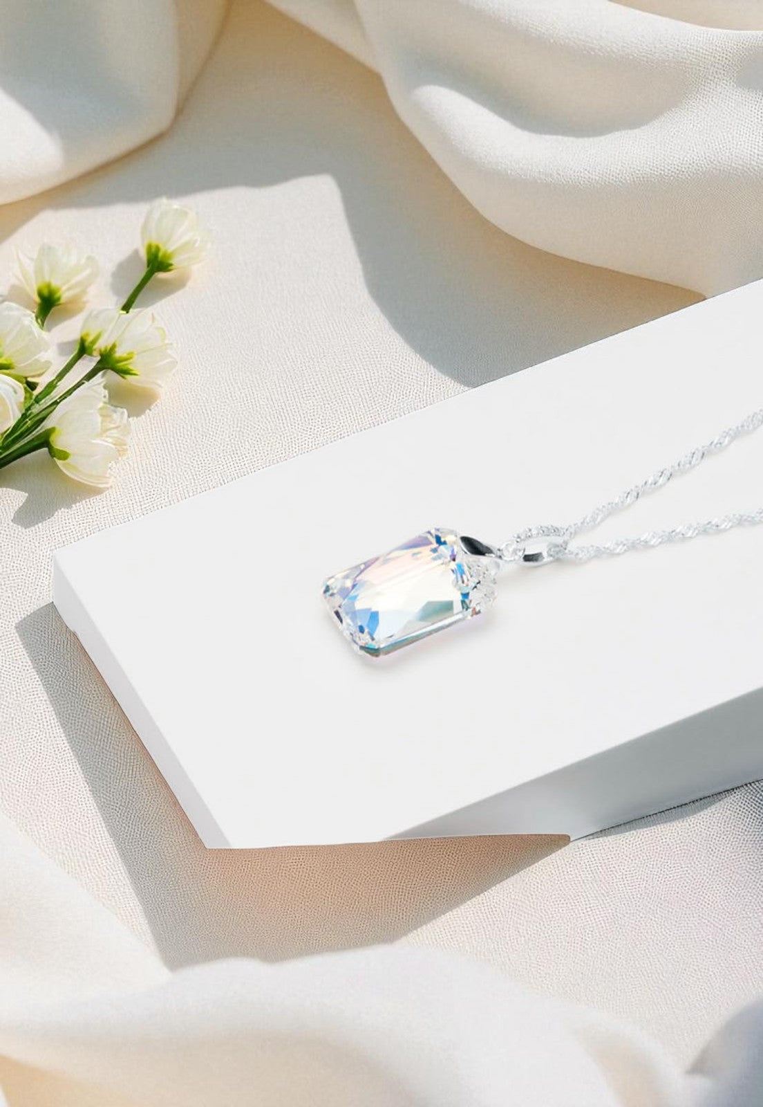 Collar Gran Estefanía Plata 925 Cristal Genuino Aurora Boreal