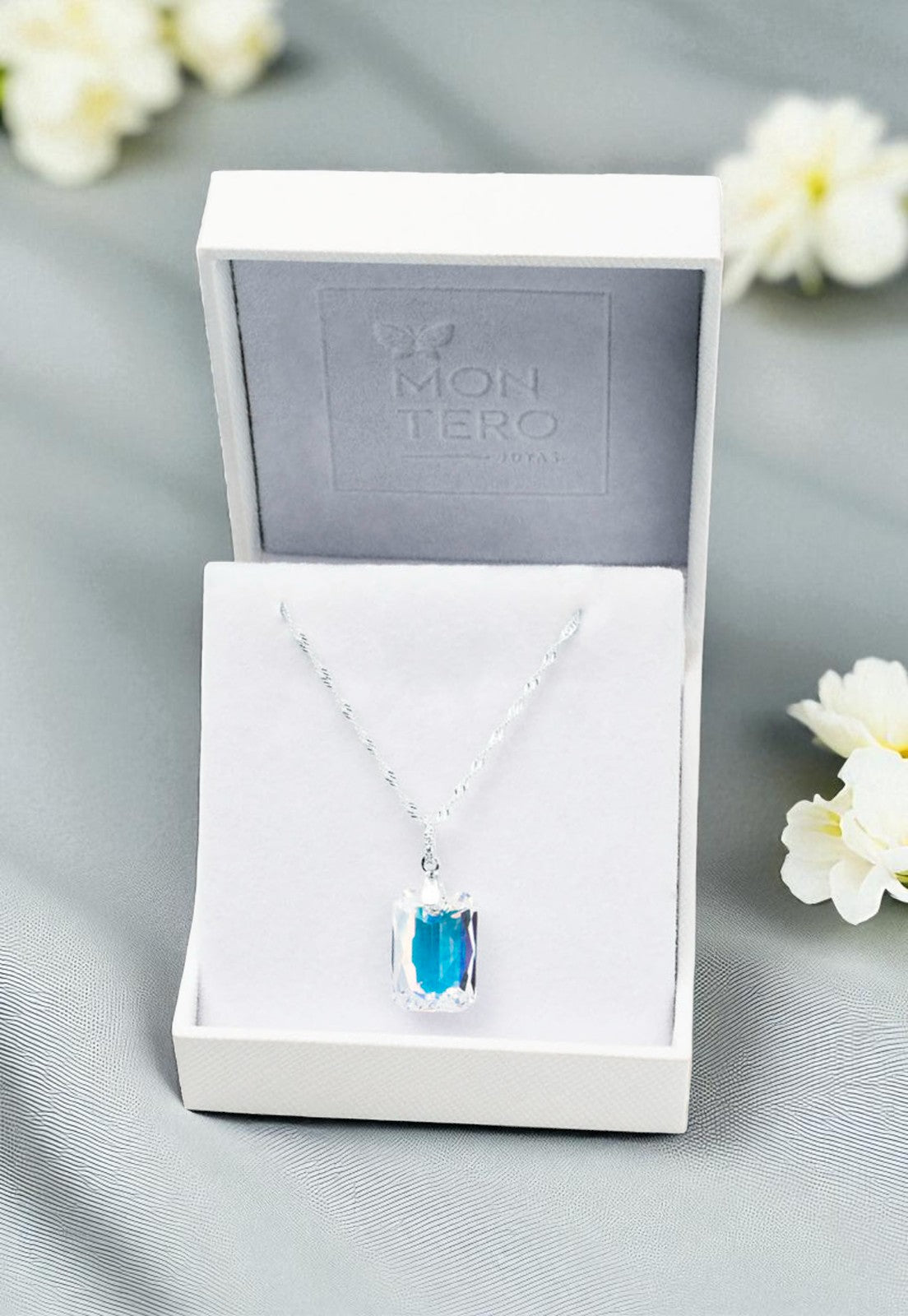 Collar Gran Estefanía Plata 925 Cristal Genuino Aurora Boreal