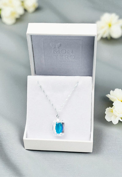 Collar Gran Estefanía Plata 925 Cristal Genuino Aurora Boreal