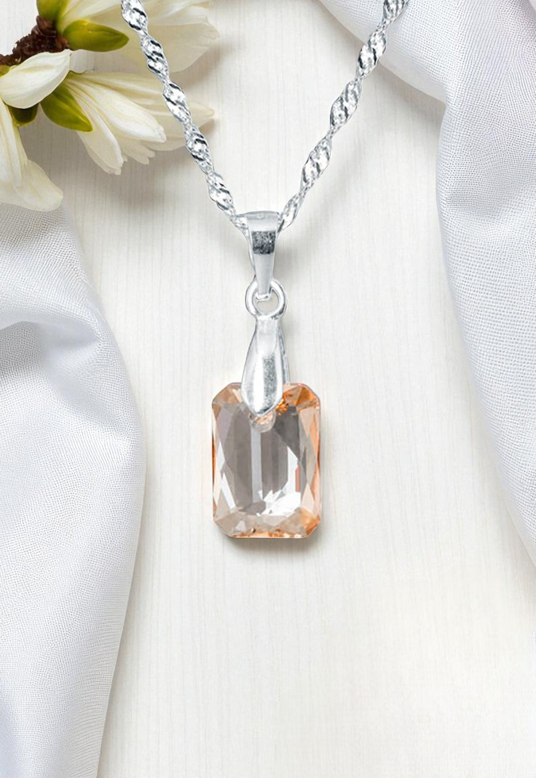 Collar Estefania Plata 925 Cristal Genuino Golden Shadow