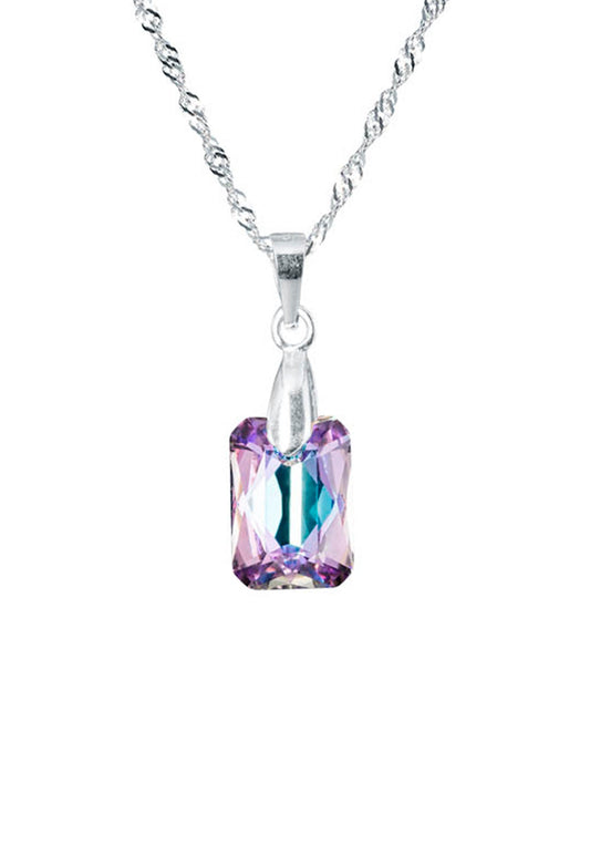 Collar Estefanía Plata 925 Cristal Genuino Vitral Light