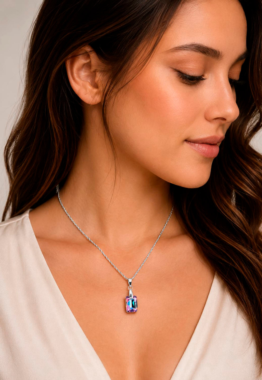 Collar Estefanía Plata 925 Cristal Swarovski® Vitral Light