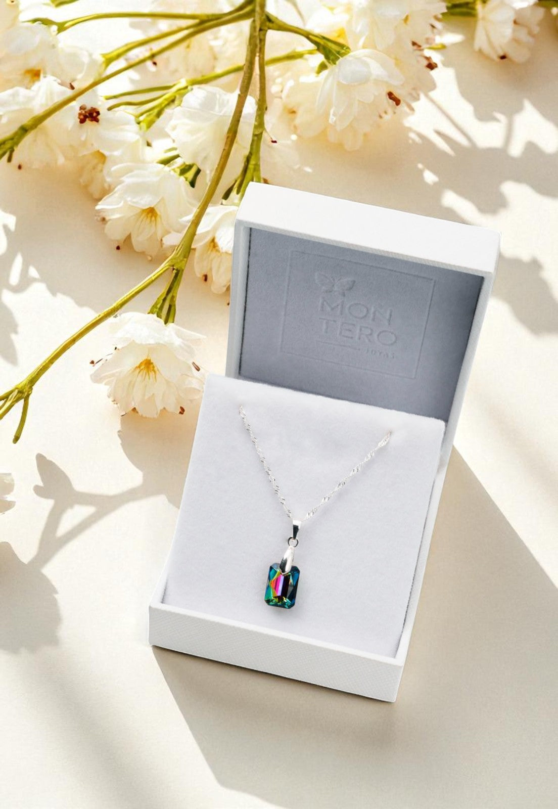 Collar Estefanía Plata 925 Cristal Genuino Vitral Medium