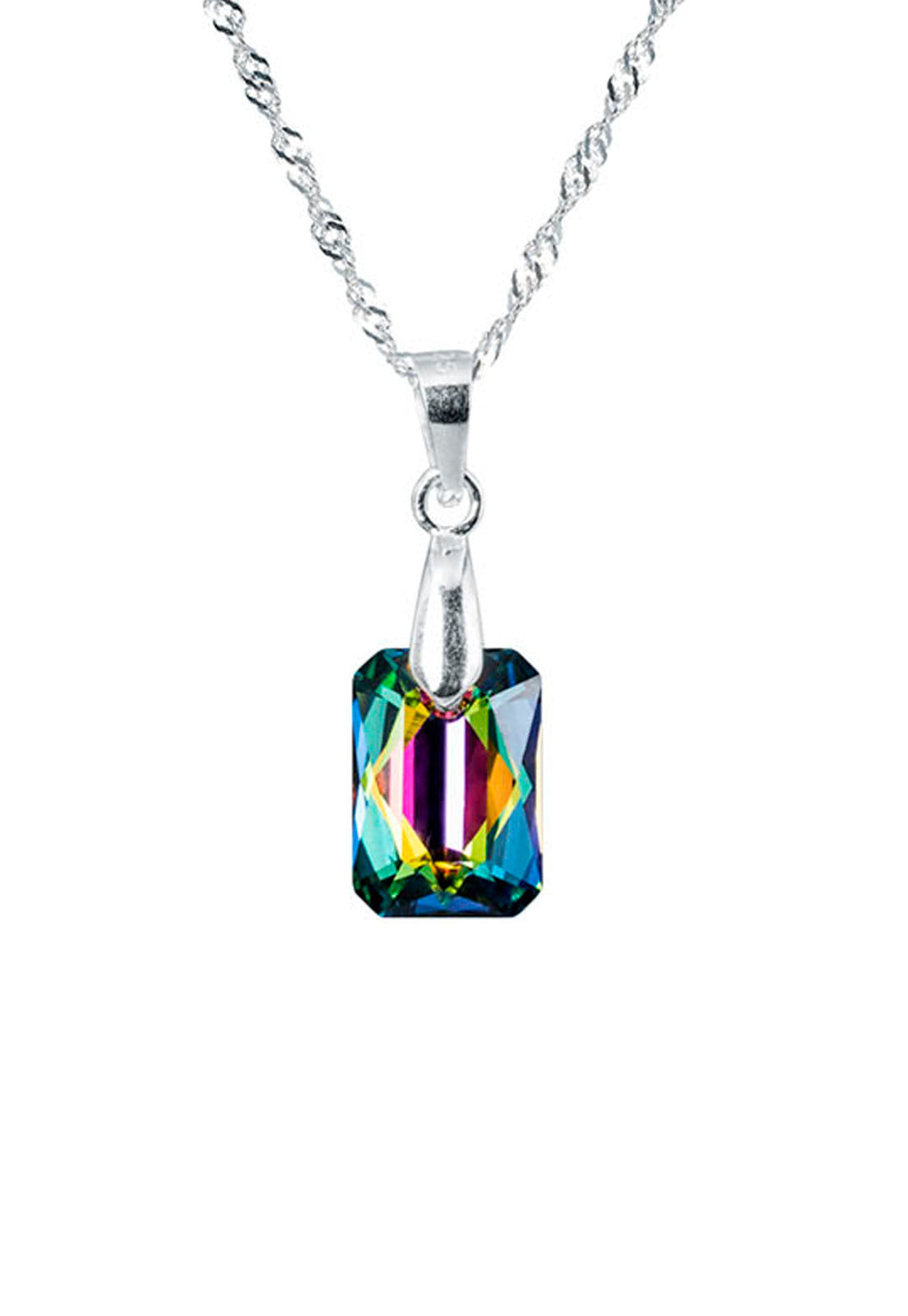 Collar Estefanía Plata 925 Cristal Genuino Vitral Medium