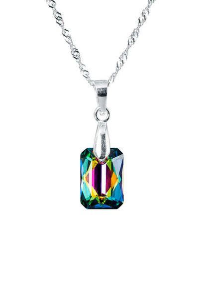 Collar Estefanía Plata 925 Cristal Genuino Vitral Medium