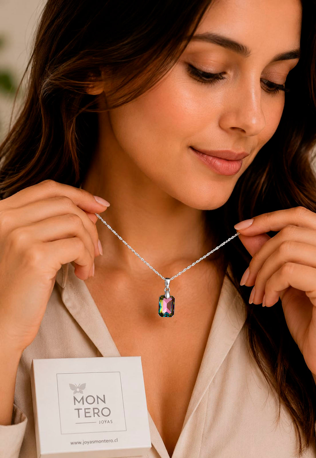 Collar Estefanía Plata 925 Cristal Swarovski® Vitral Medium