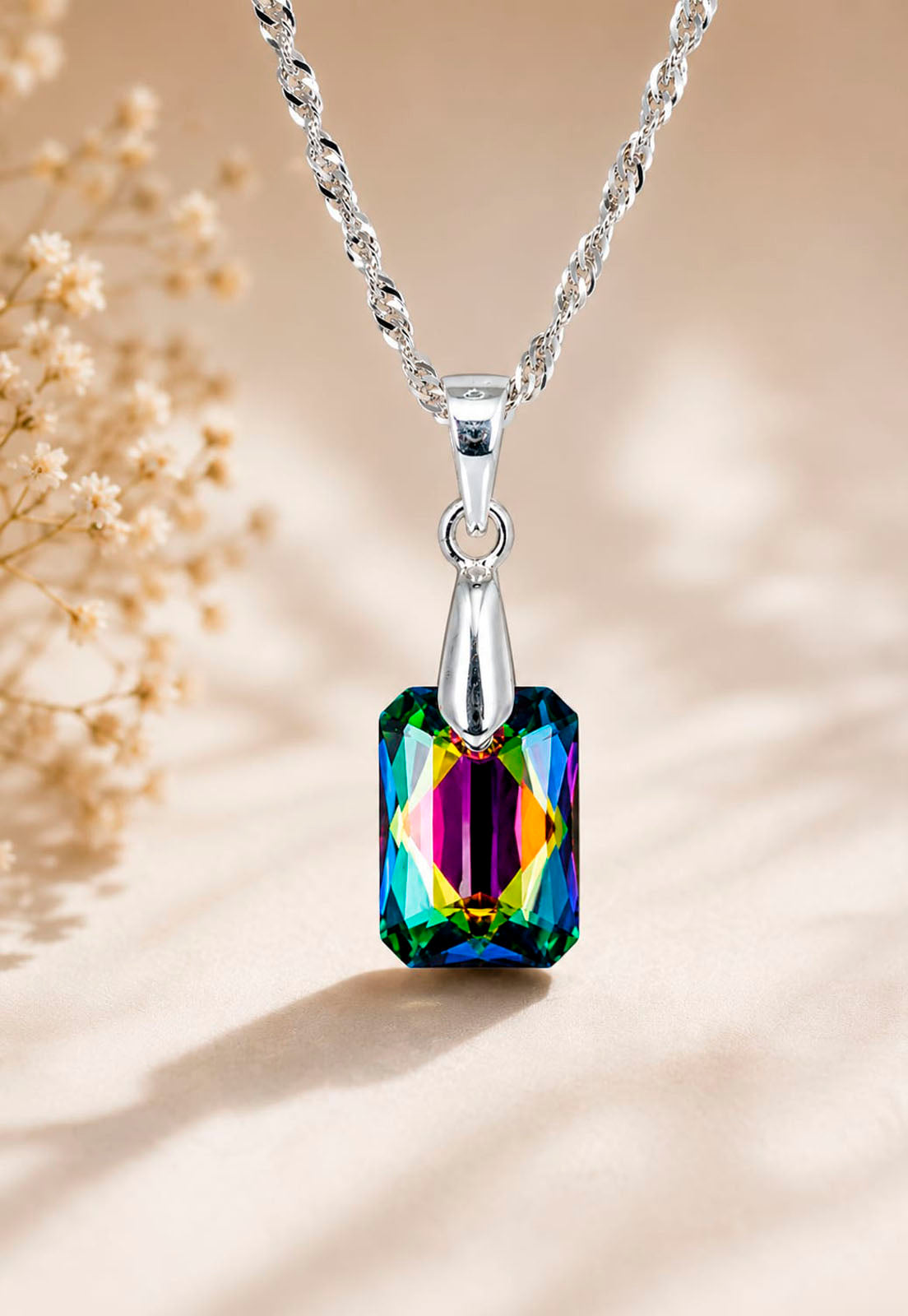 Collar Estefanía Plata 925 Cristal Swarovski® Vitral Medium
