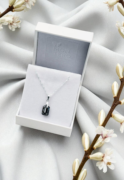 Collar Estefanía Plata 925 Cristal Genuino Silver Night