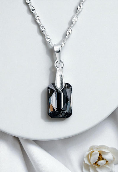 Collar Estefanía Plata 925 Cristal Genuino Silver Night