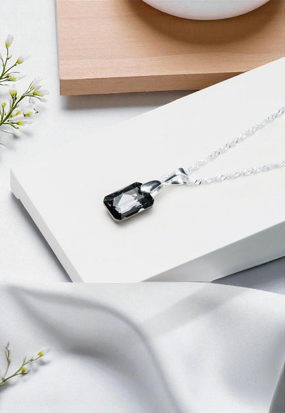 Collar Estefanía Plata 925 Cristal Genuino Silver Night