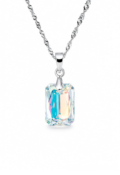 Collar Estefania Plata 925 Cristal Swarovski® Aurora Boreal