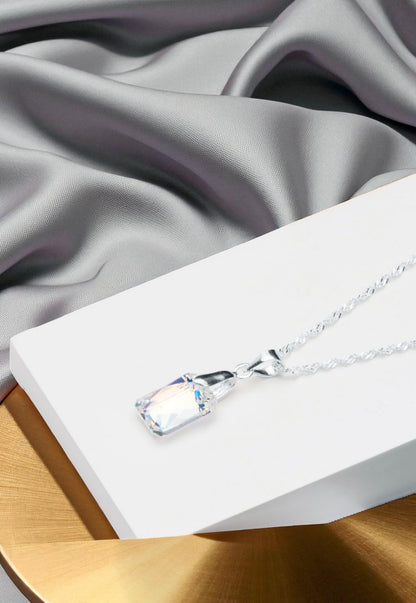 Collar Estefania Plata 925 Cristal Genuino Aurora Boreal