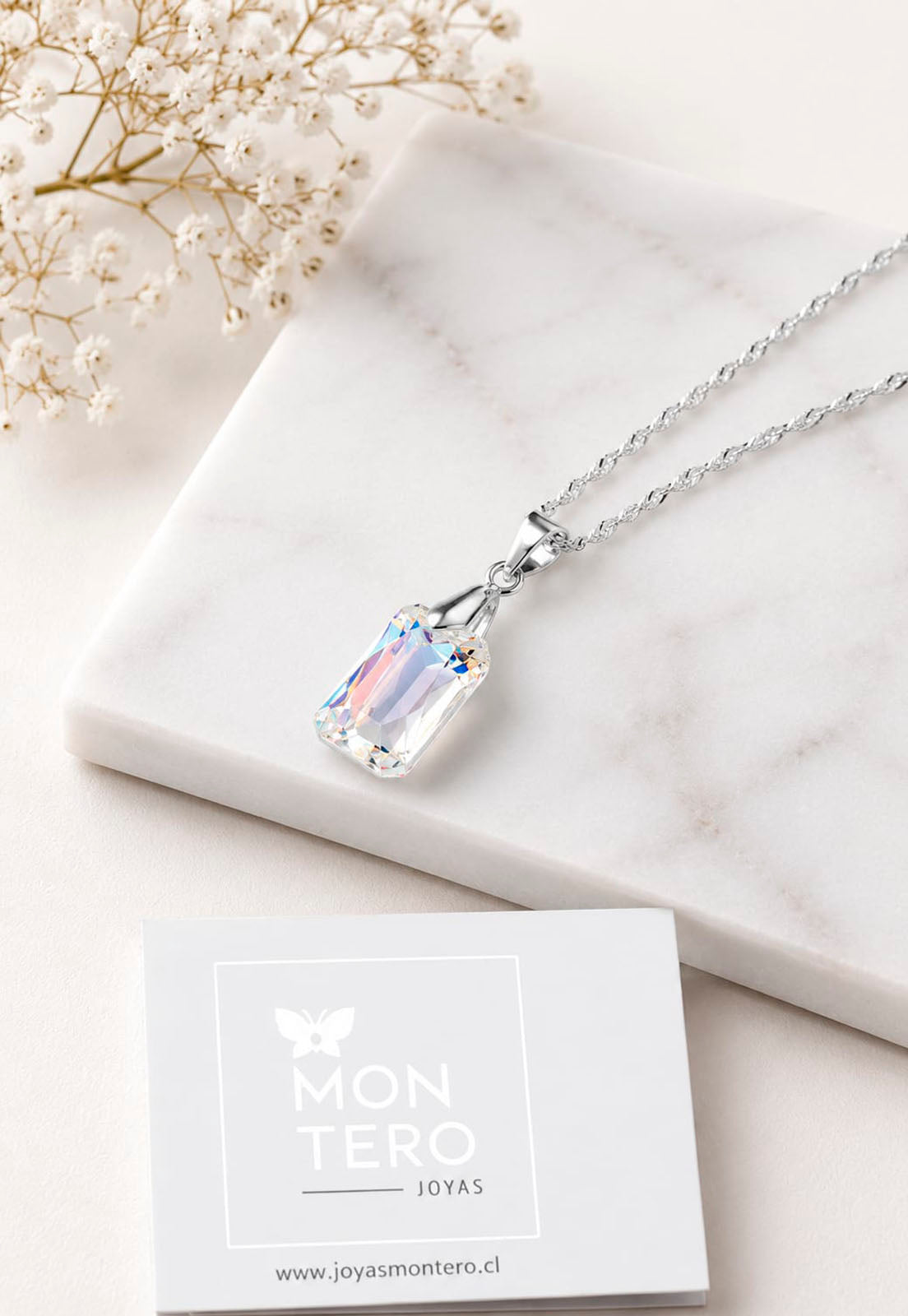 Collar Estefania Plata 925 Cristal Swarovski® Aurora Boreal