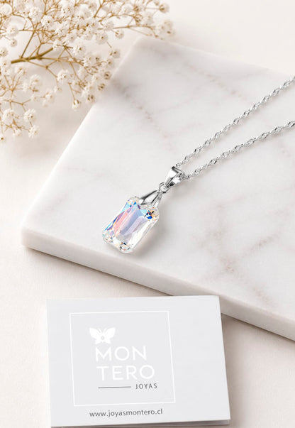 Collar Estefania Plata 925 Cristal Swarovski® Aurora Boreal