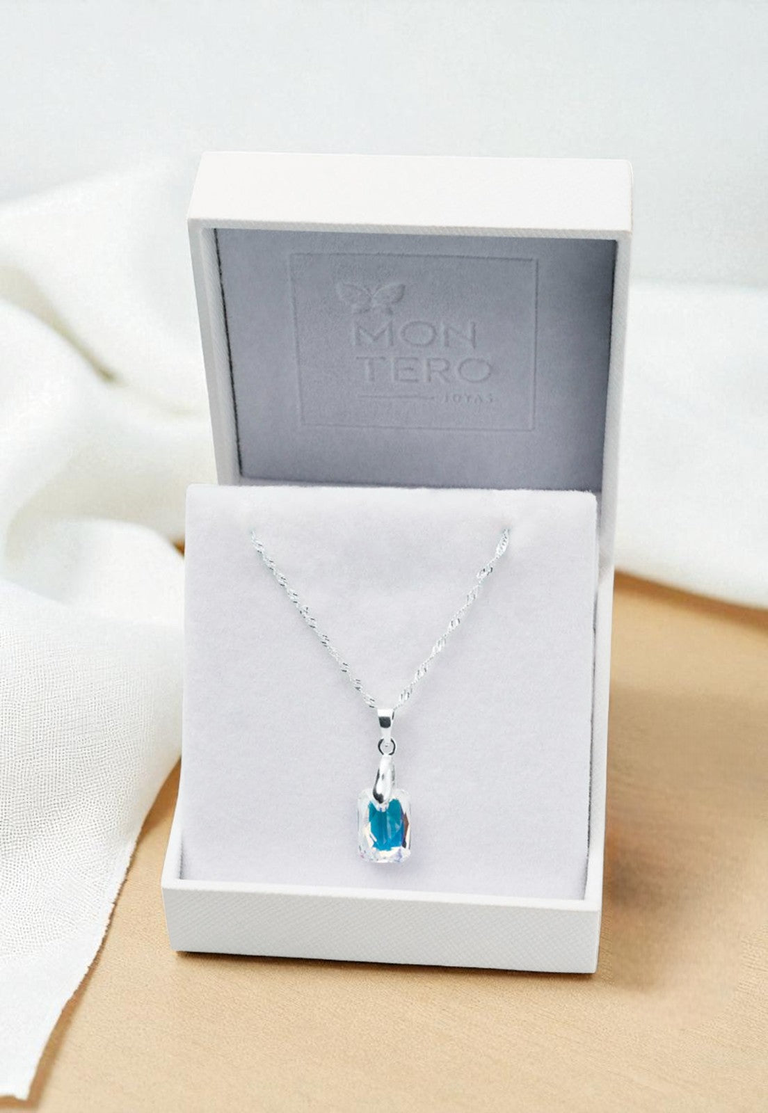 Collar Estefania Plata 925 Cristal Genuino Aurora Boreal