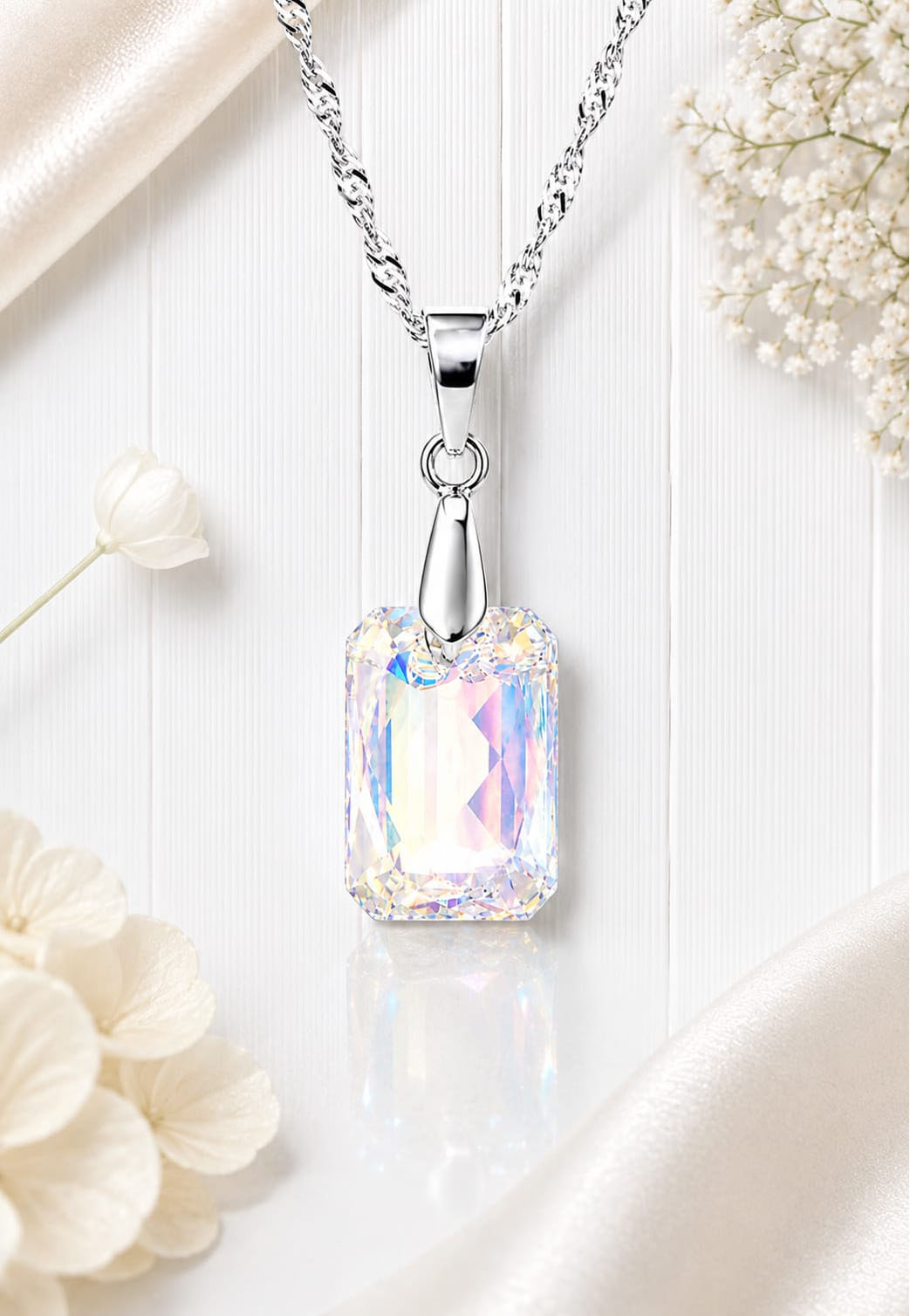 Collar Estefania Plata 925 Cristal Swarovski® Aurora Boreal