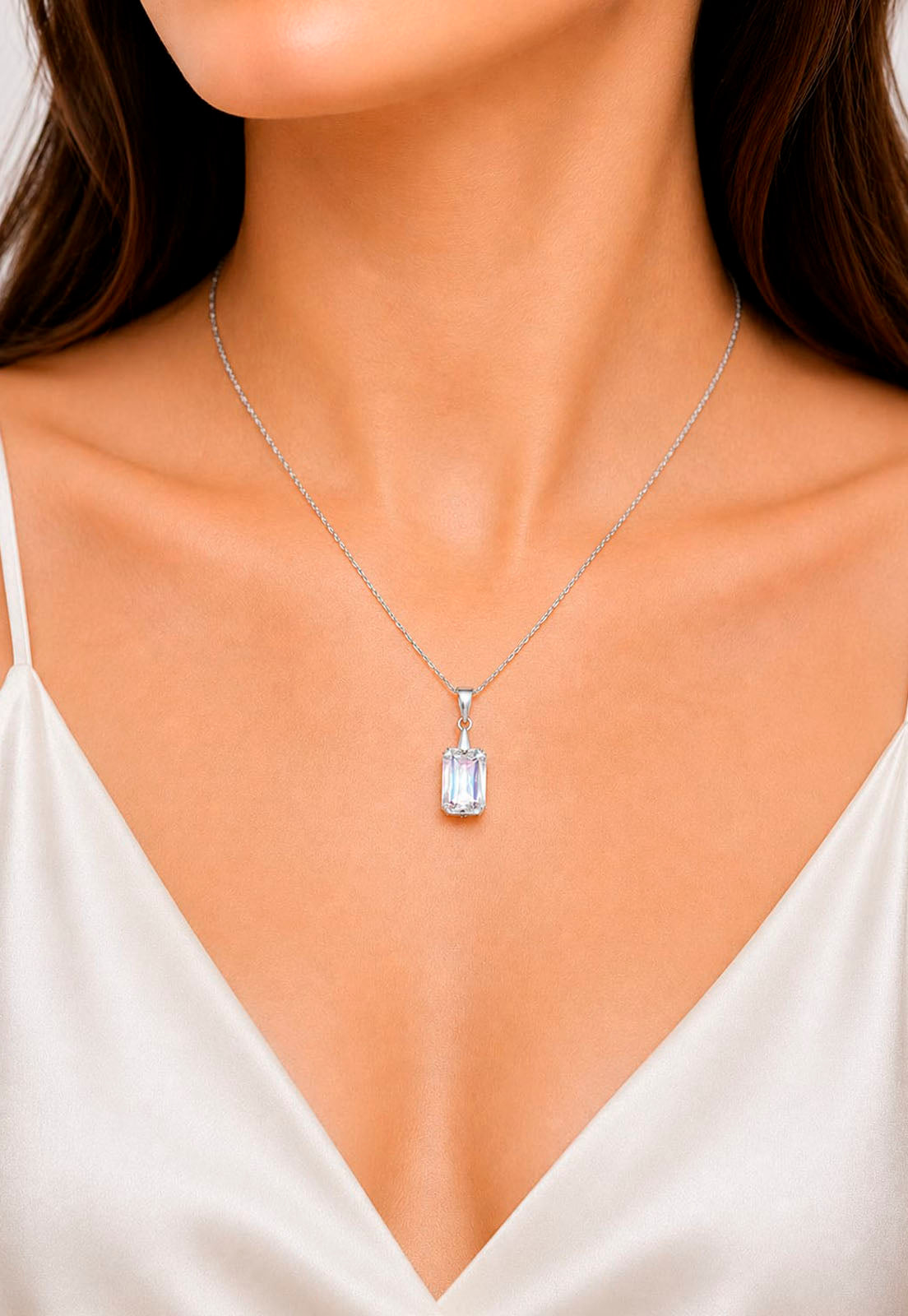 Collar Estefania Plata 925 Cristal Swarovski® Aurora Boreal