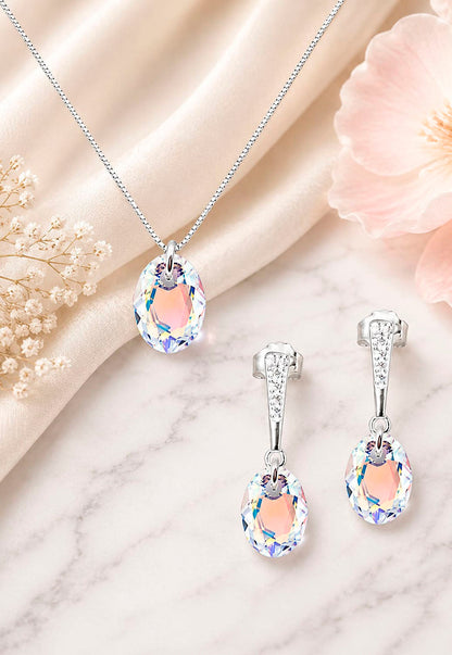 Conjunto Antonia Plata 925 Cristal Swarovski® Aurora Boreal