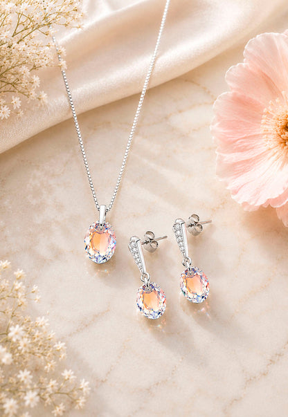 Conjunto Antonia Plata 925 Cristal Swarovski® Aurora Boreal