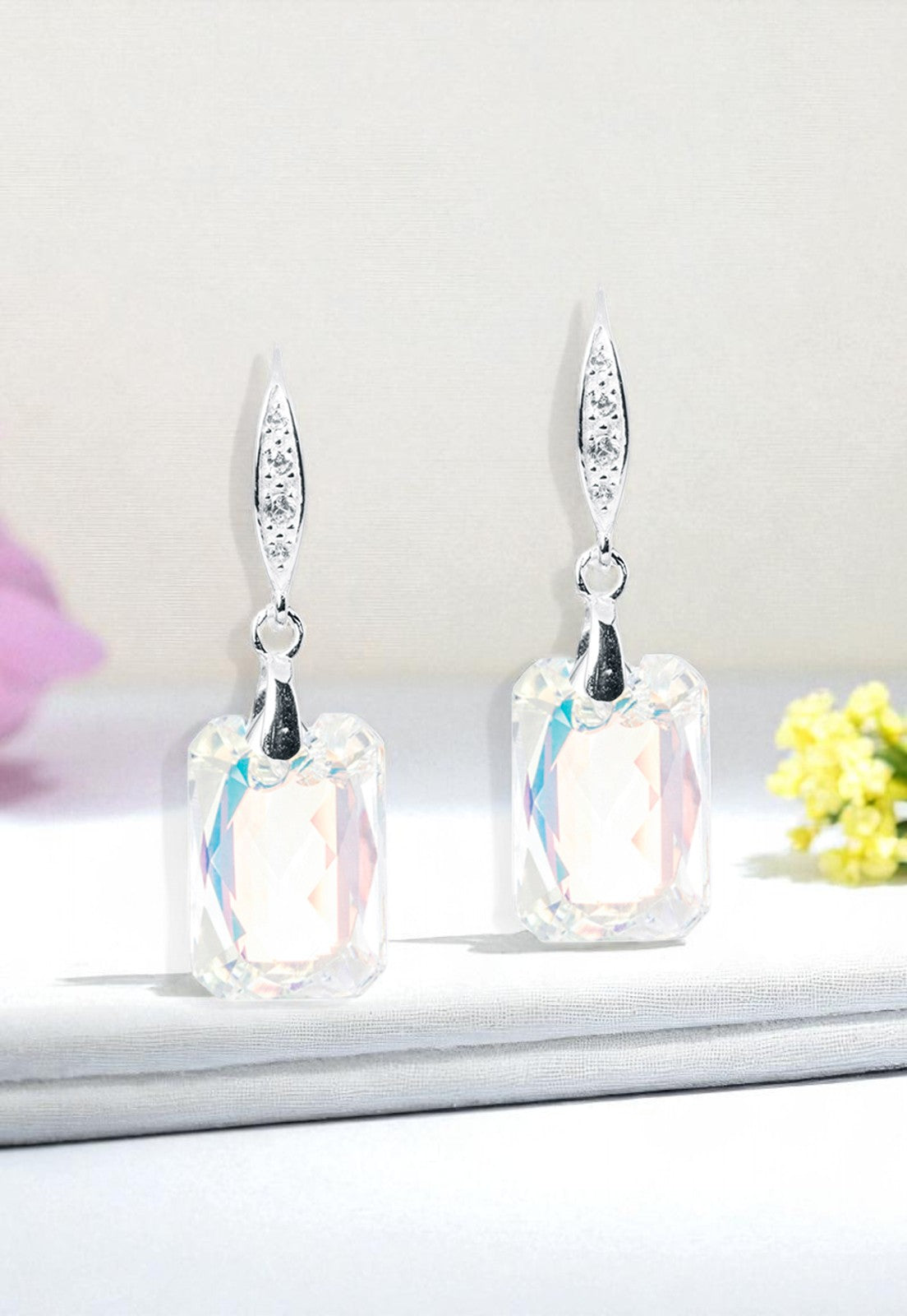 Aros Gran ESTEFANIA Plata 925 Cristal Swarovski® Aurora Boreal