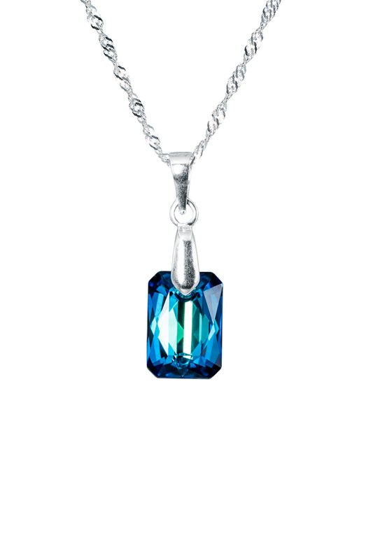 Collar Estefanía Plata 925 Cristal Genuino Bermuda Blue