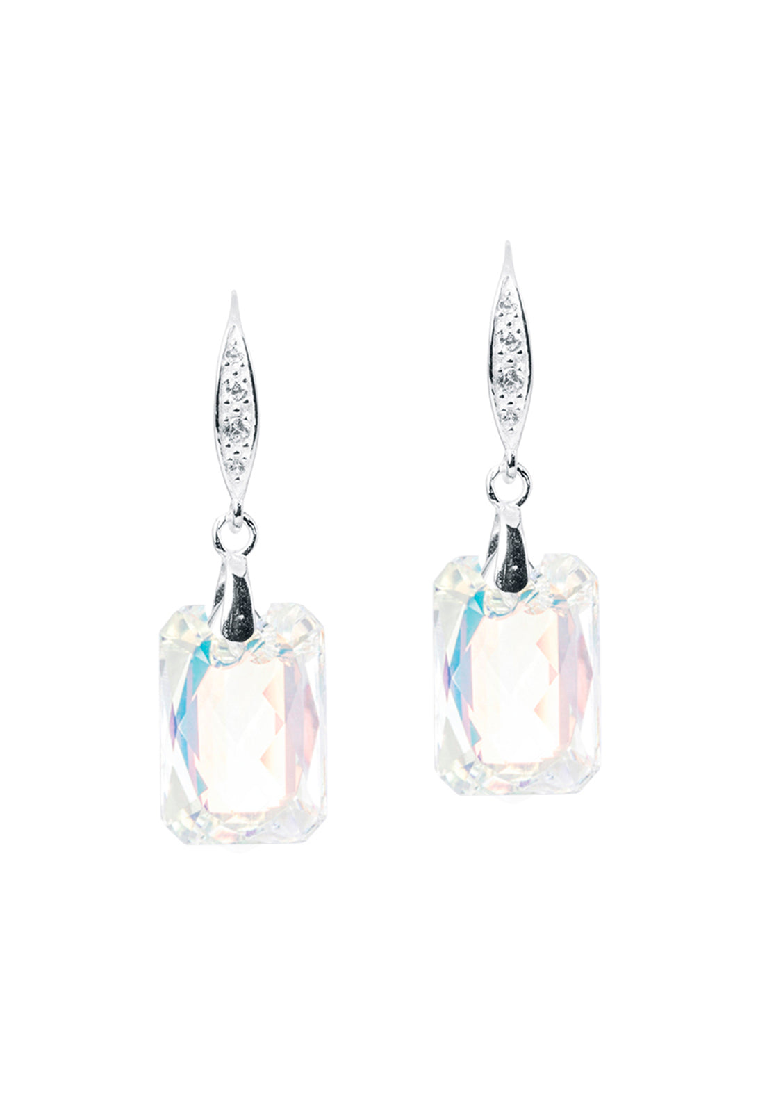 Aros Gran ESTEFANIA Plata 925 Cristal Swarovski® Aurora Boreal
