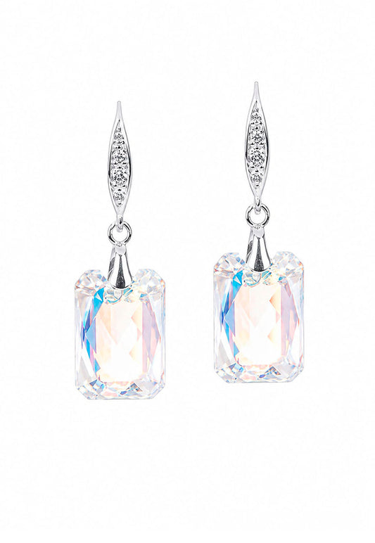 Aros Gran Estefania Plata 925 Cristal Swarovski® Aurora Boreal